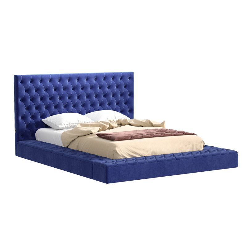 Plateforme de rangement en velours Cosmopolitan avec haut-parleur et connexion USB, Grand, Bleu