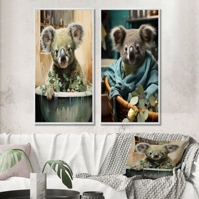 Koalas Laundry Time - Animals Koala Wall Decor Set Of 2