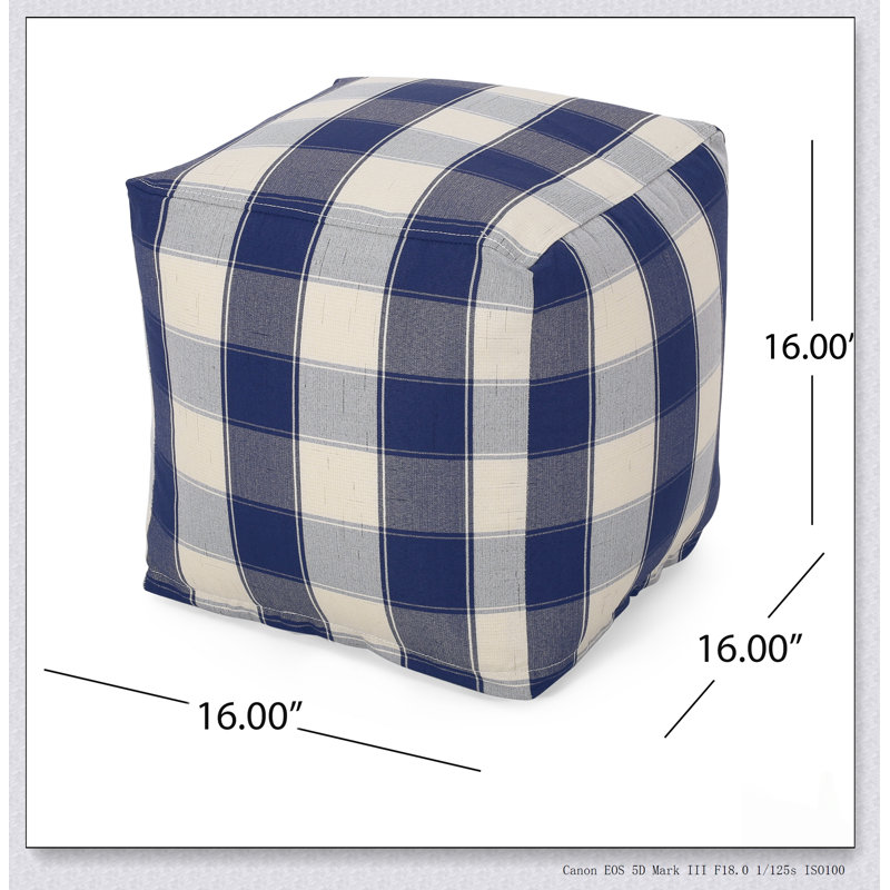 Connor Checkered Square Pouf, Versatile And Stylish Ottoman Or Floor Cushion For Modern Interiors