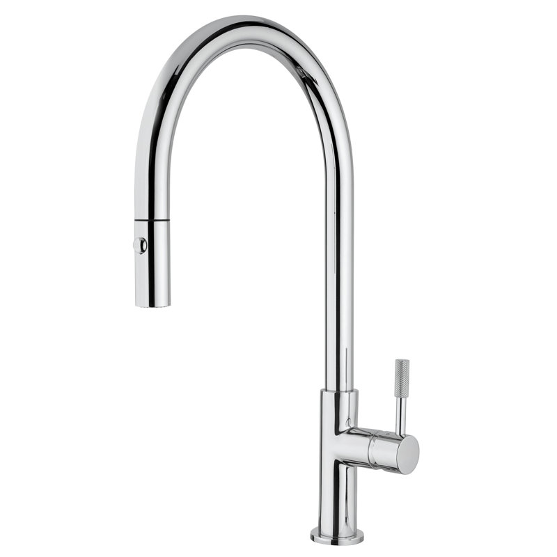 Neptune Pull Down Knurled Handle Slim Kitchen Faucet, Polished Chrome