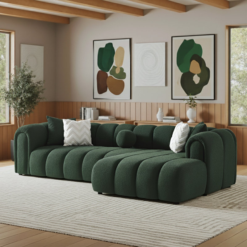 Canapé modulaire Beatrice, Bouclé vert foncé