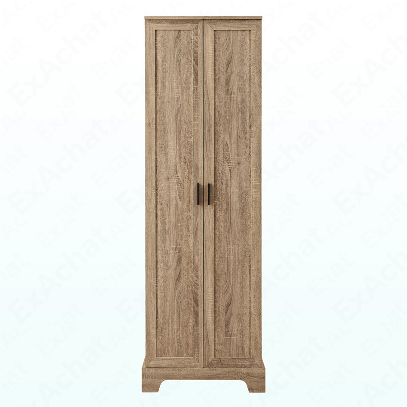 Armoire de rangement avec deux portes pour salle de bain, bureau, tablette réglable, panneau de fibres à densité moyenne, brun