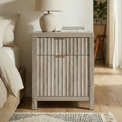 Table de chevet 2 tiroirs avec prises intégrées H 25 po Arrilla