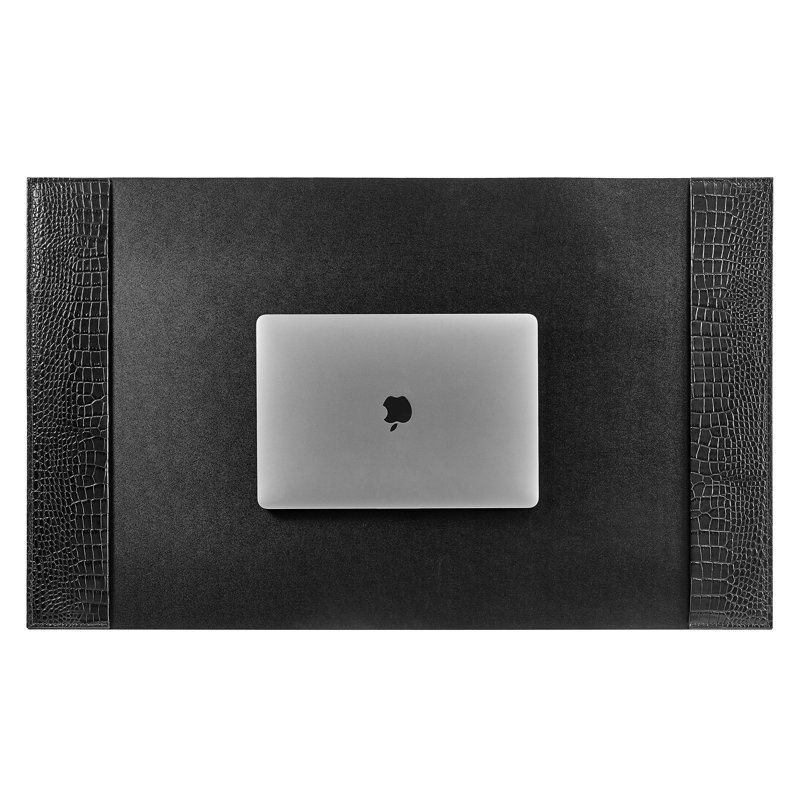 Graphic Image Large Blotter, Embossed Croc Leather, Black