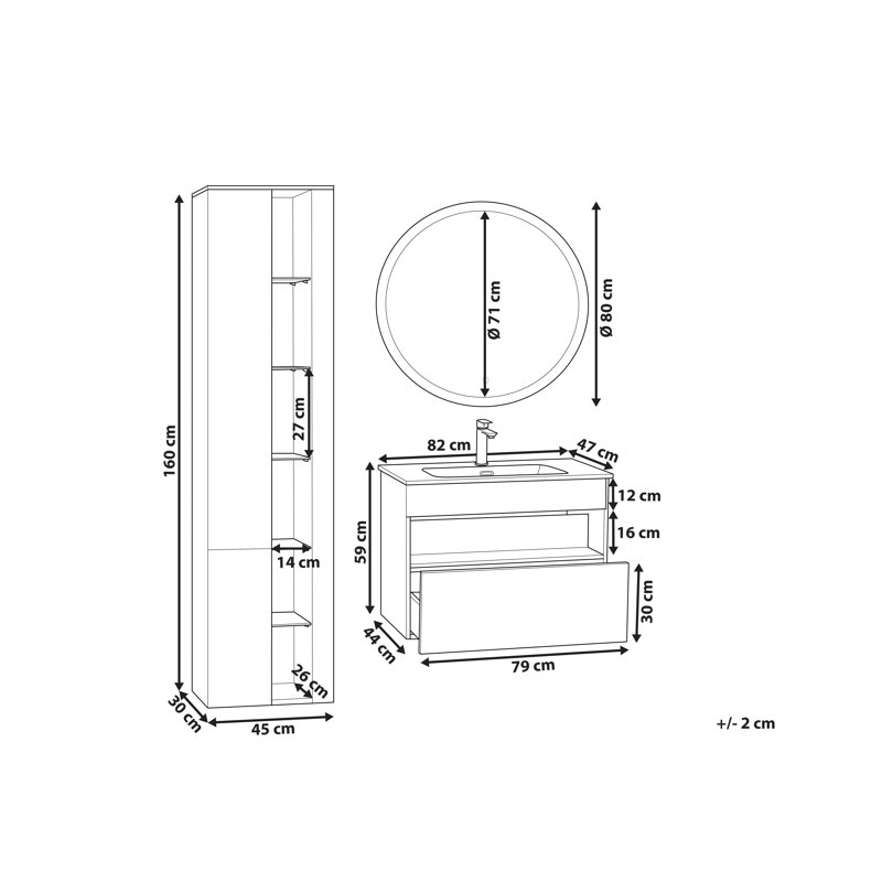 Eyitayo 450mm Single Bathroom Vanity with Ceramic Basin, Grey