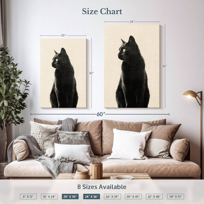 Chat noir Brampt beige, H 36 po x l 24 po