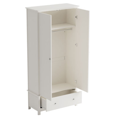 Nairn 2-Door & 1-Drawer Wardrobe, Stylish White Bedroom Storage