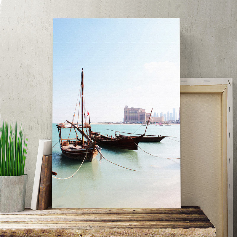 Fishing Boats Qatar Photographic - Wrapped Canvas, 50cm H x 35cm W