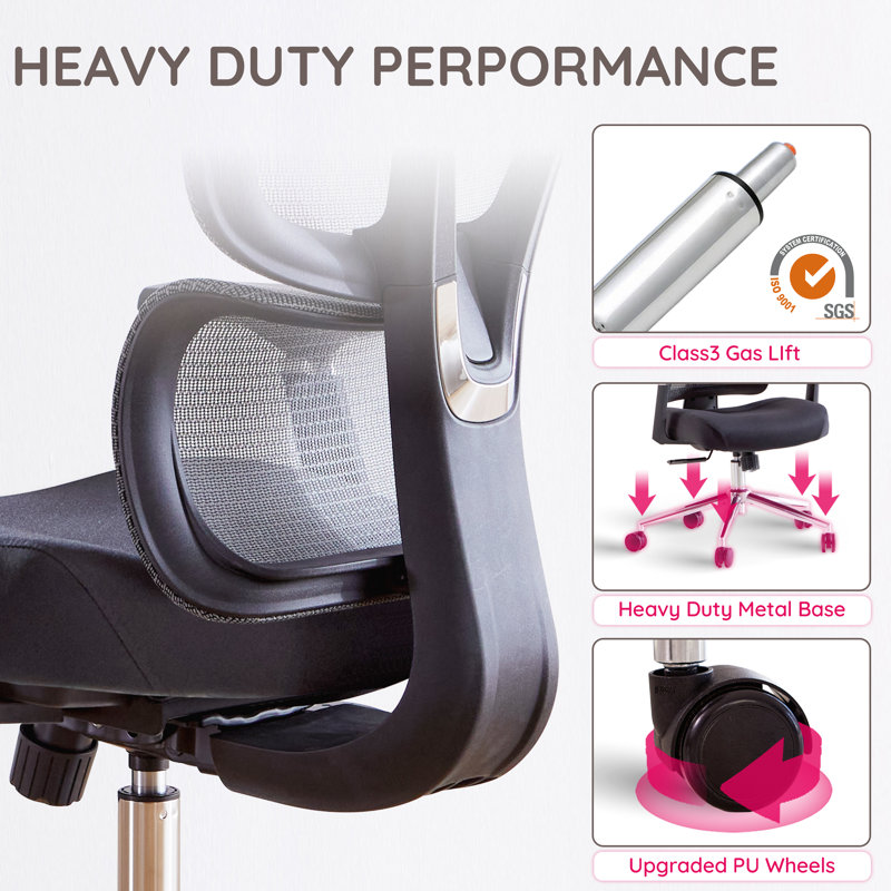 Ergonomic Office Chair With Adjustable Lumbar Support, Tilt Lock, 3D Armrests, Black