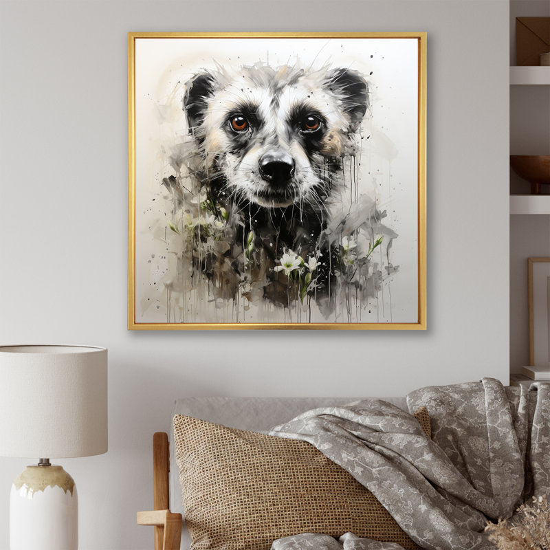 «Grey Meadow», art mural Meercat II rétro, H 16 po x l 16 po x P 1 po, Cadre flottant doré