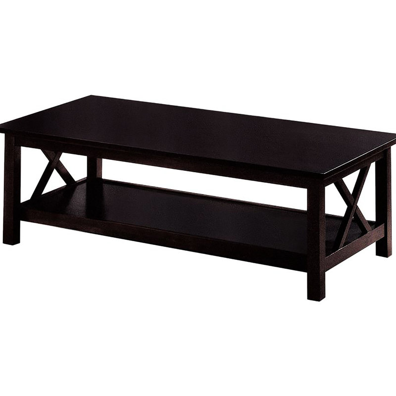 3 Dark Occasional With Rectangular Coffee Table And End Tables Rich Finish : Asian Hardwood Lower Storage Style