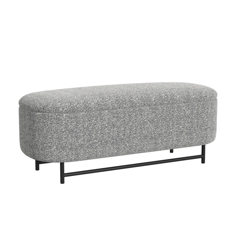 Homepop Ellipse Storage Bench With Metal Legs - With Yarns, Gray Boucle