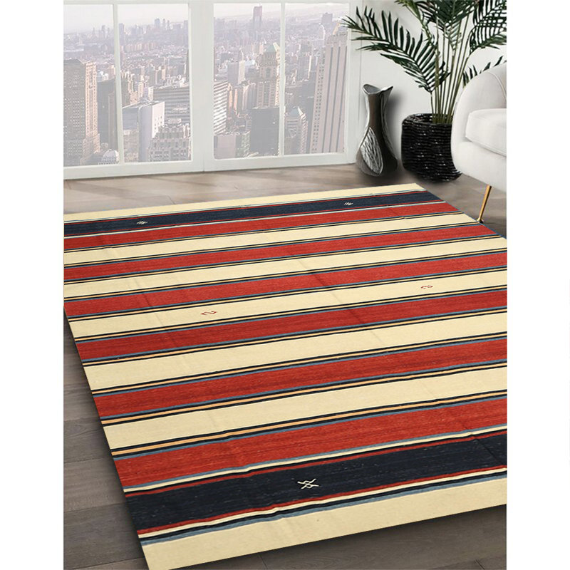 Tapis contemporain rouge / noir, Rectangle 8 pi x 10 pi