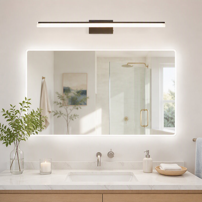 Applique murale à DEL moderne pour salle de bain – Élégante applique en métal noir pour miroir, garde-robe ou lavabo