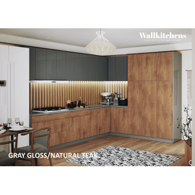 Cuisine complète moderne en panneau de fibres à densité moyenne de 144 po x 102 po x 96 po WALLKITCHENS FK-Timeless 