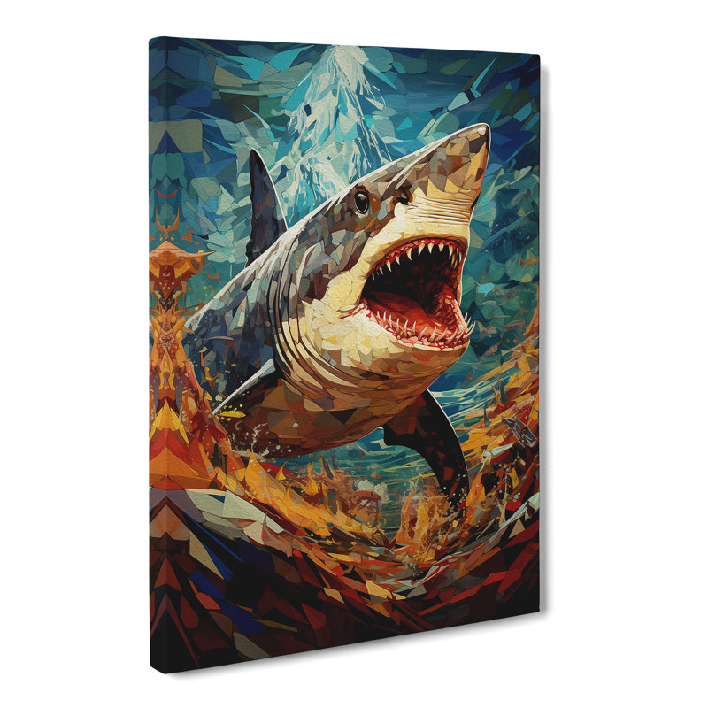 Shark Orphism Art - Wrapped Canvas, 60cm H x 40cm W x 3cm D
