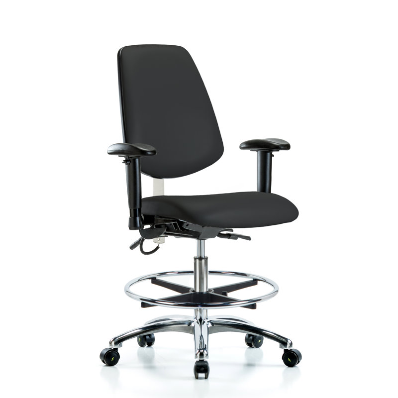 Leonardo Drafting Chair, Black, Casters, Included