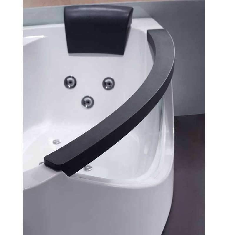 59'' White Acrylic Corner Whirlpool Bathtub with Glass Panel