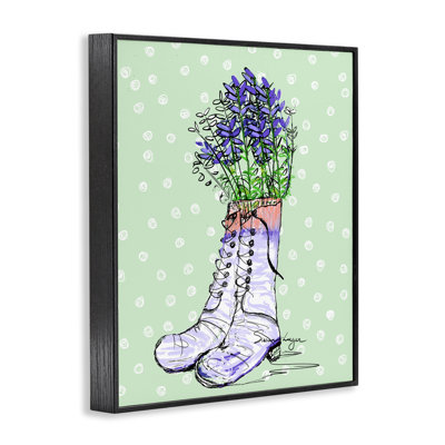 Lavender Herb Boots Framed Giclee, design by Susan Lugar