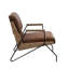 Fauteuil d'appoint Eacnlz, cuir fleur cacao et finition fer mat