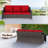 3-Seat Outdoor PE Wicker Sofa with 4" Red Cushions and Adjustable Feet-1311361619