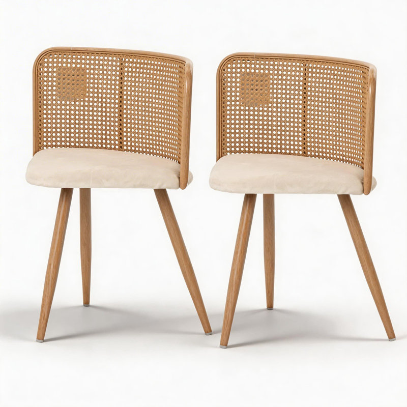 Cotton Upholstered Side Chair in Brown