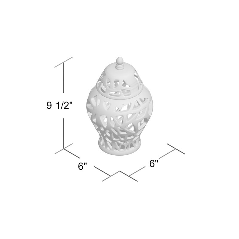 Pot en céramique Frakston, H 9,5 po x l 6 po x P 6 po, Blanc