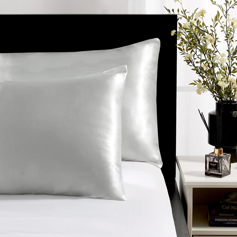Silk Satin Soft Pillowcases 2 PCS(Cover Only), 20'' x 26'', Light Gray