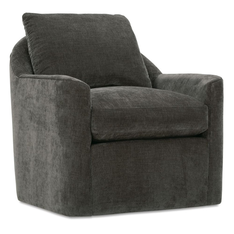 Laya Swivel Armchair, Charcoal Brown Chenille (22747-20)