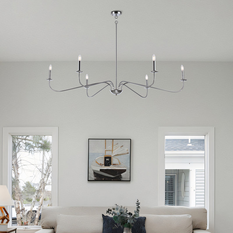 Lucca 6-Light Chandelier Elegant Traditional, Polished Chrome