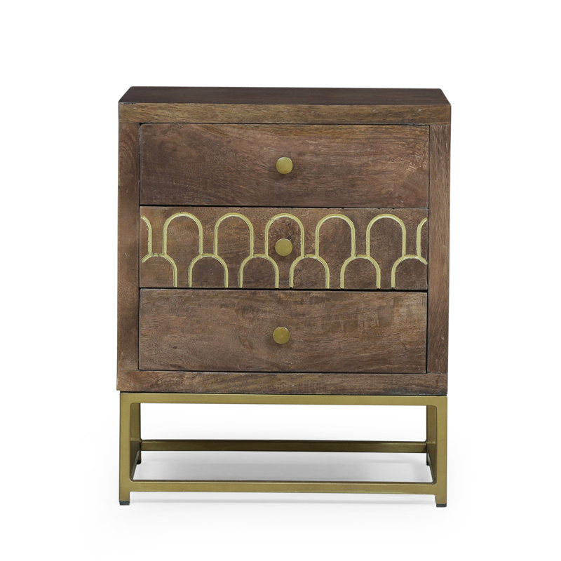 3 - Drawer Nightstand , Walnut