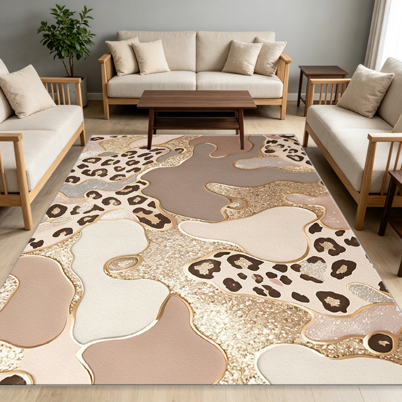 Beige Taupe Leopard Print carpet-easy to clean, machine-washable, soft and comfortable; suitable for door mats, kitchens, living rooms, bedrooms, corridors, and laundry areas. Easy to clean, durable carpet for home decoration.