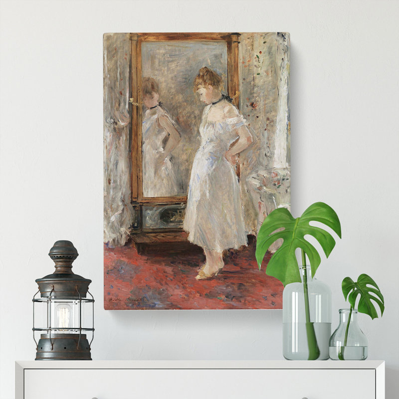 Reflection In The Mirror by Berthe Morisot - Wrapped Canvas, 50cm H x 35cm W x 3cm D