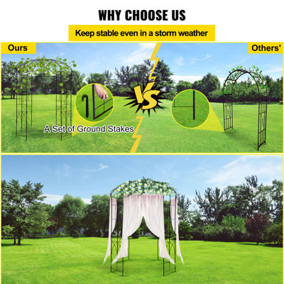 Birdcage Shape Garden Arbor, 9\' High x 6.6\' Wide, Wedding Arch Trellis for Climbing Vines in Outdoor Garden, Heavy-Duty Wrought Iron Arbor, Lawn, Backyard, Patio, Black