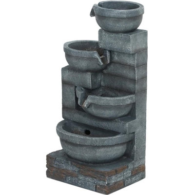 4-Tier Resin Waterfall Fountain (Gray)