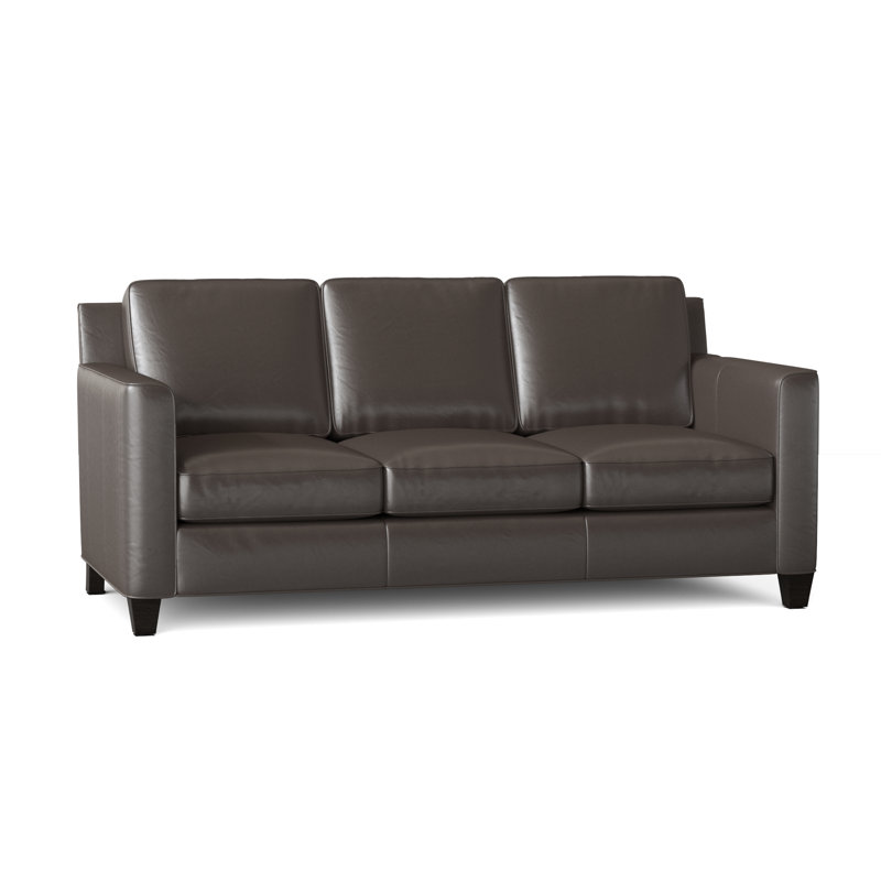 Yorba Leather Sofa, Outsider Raven Genuine Leather, Cobblestone