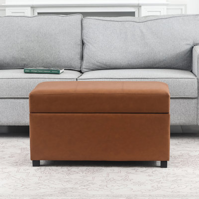 31 Inches Pu Faux Leather Storage Ottoman Bench by Ebern Designs