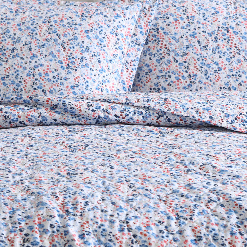 Leona 100% Cotton Standard Quilt Set, Queen Quilt + 2 Standard Shams