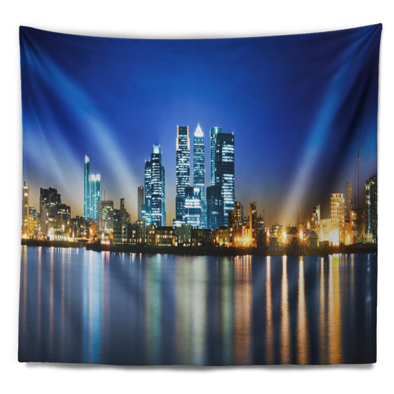 Paysage urbain canary wharf london tapestry, H 32 po x l 39 po