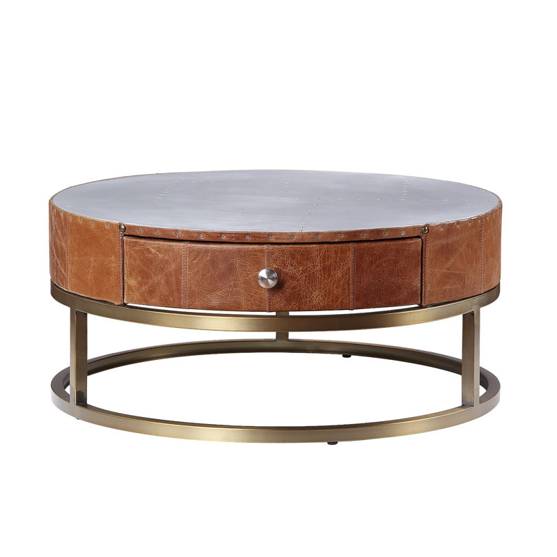 Table basse Woodford avec rangement en aluminium et cacao
