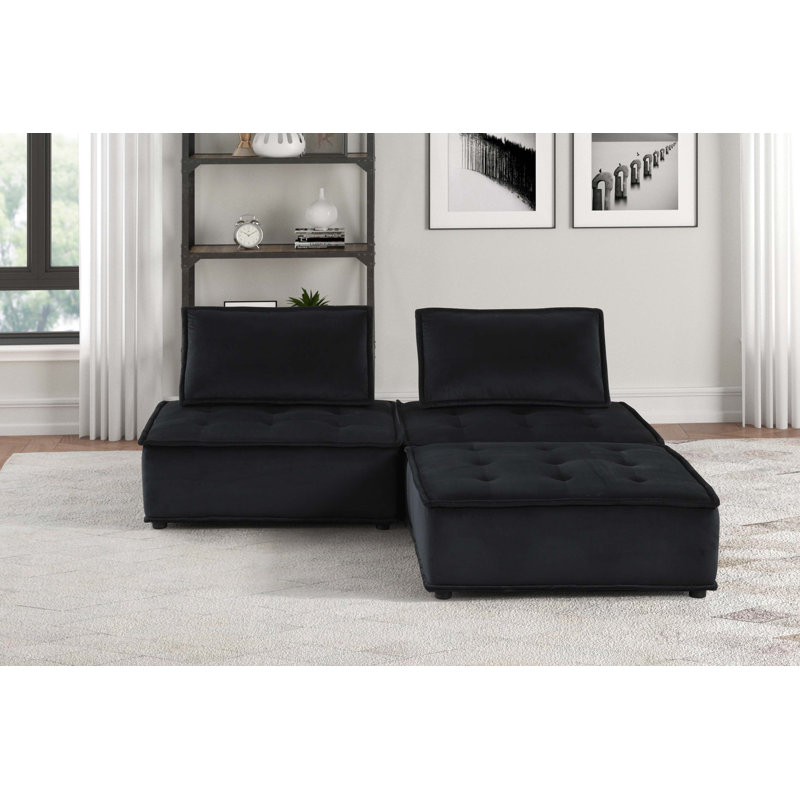Canapé modulaire en velours 3 pièces Anna