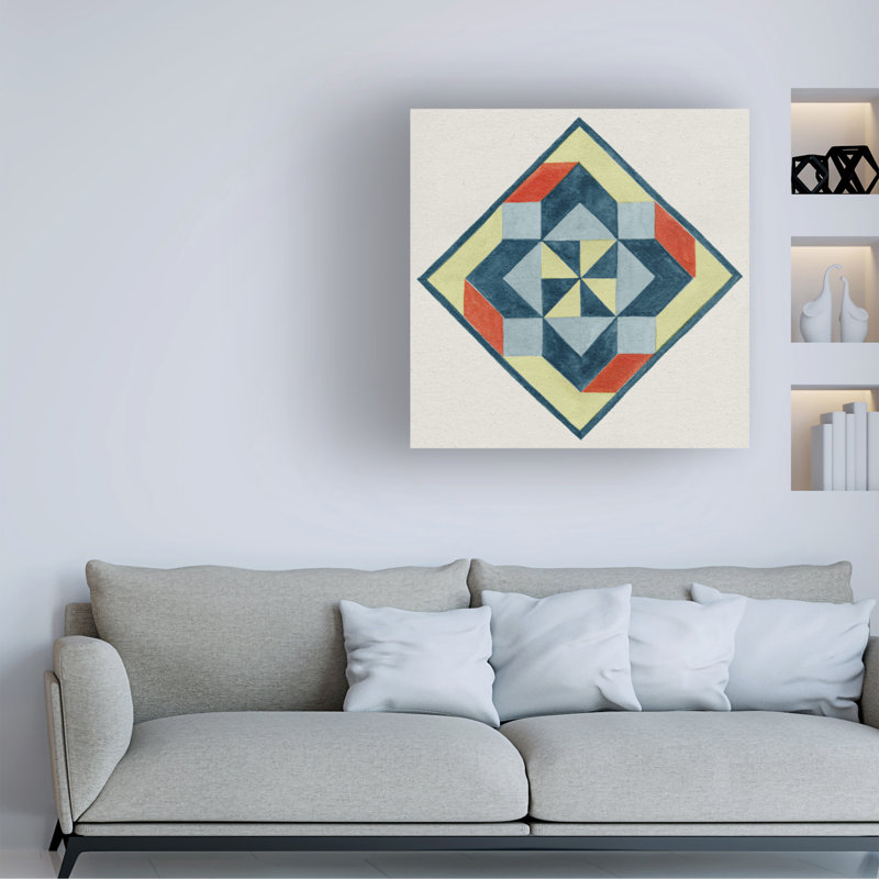 Art mural sur toile tendue - Grace Popp «Barn Quilt I», art mural pour salon, chambre à coucher ou bureau - 35 x 35