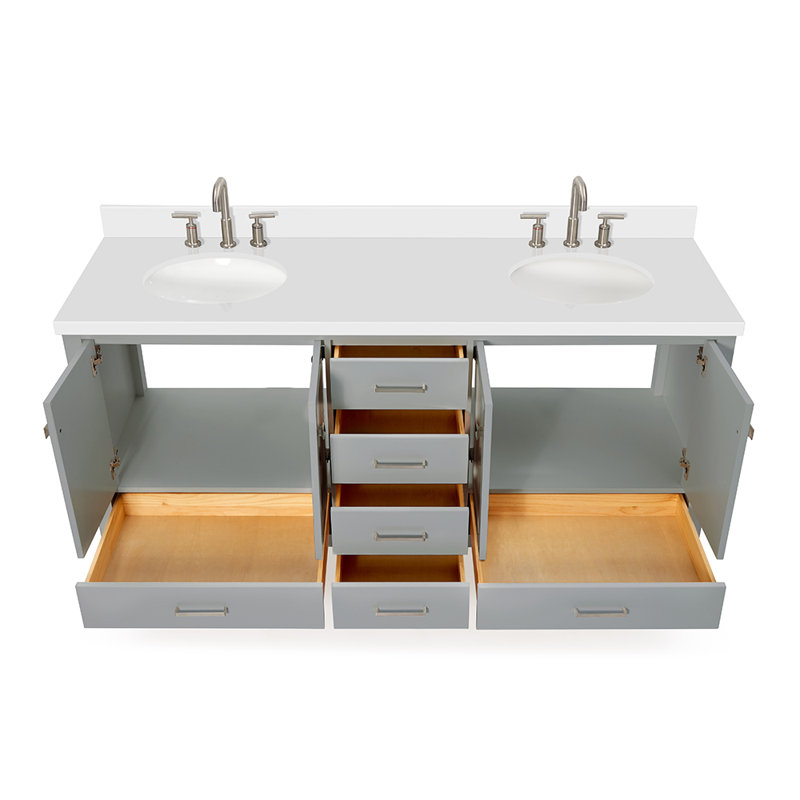 Ensemble de meuble-lavabo double 73 po Cambridge, Gris