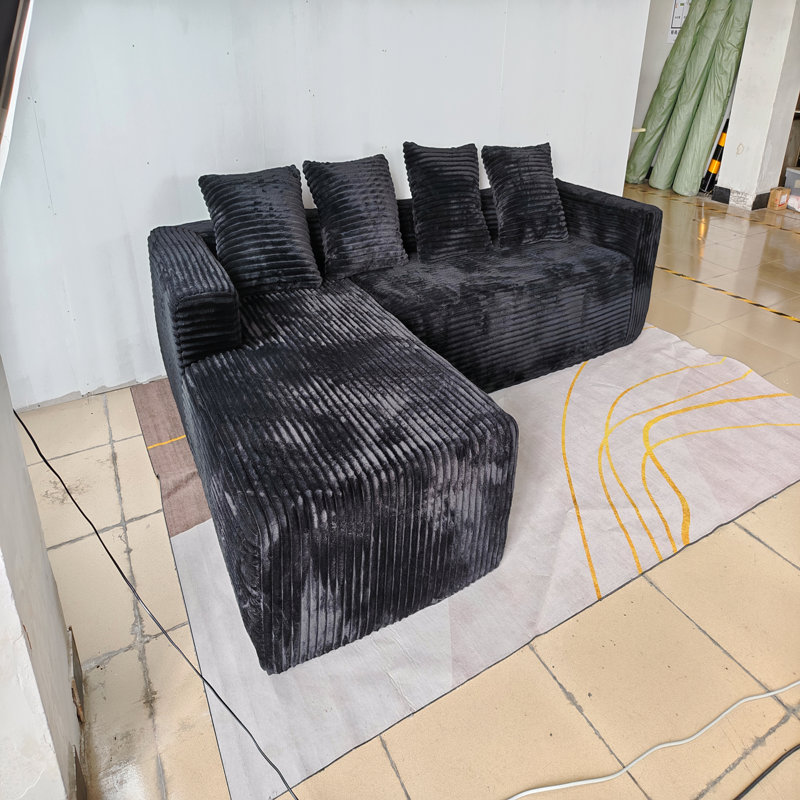 Canapé modulaire Cloud avec méridienne en L, canapé modulaire moderne avec assise profonde, fauteuils rembourrés avec méridienne orientée vers la droite