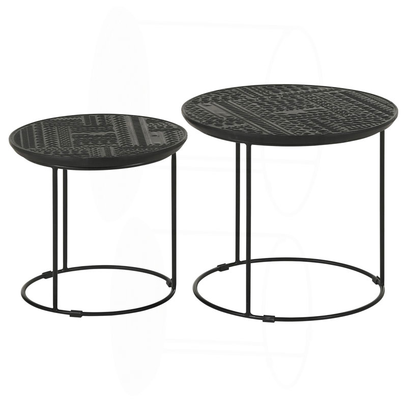 Table gigogne 2 pièces noir mat