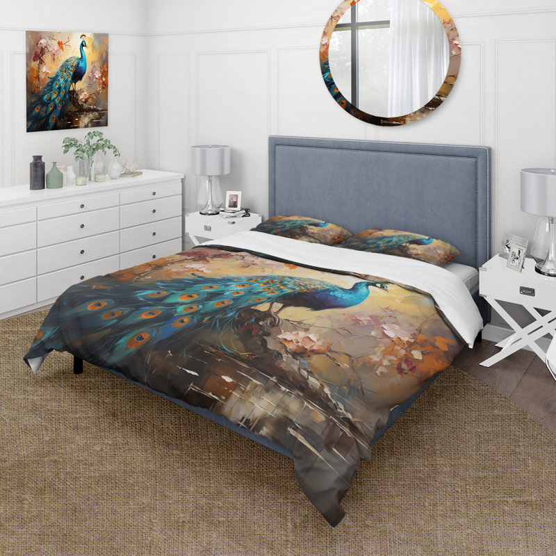 Ensemble de housse de couette en microfibre / polyester Peacock Expressionist Portrait III Bedding
