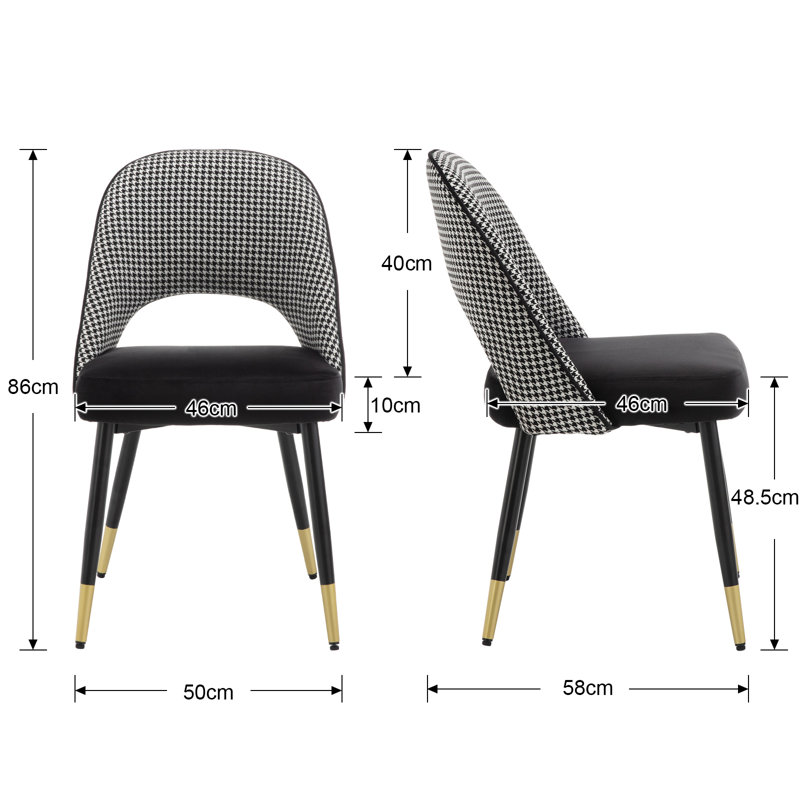 Adolina 48.5cm H Velvet Upholstered Metal Parsons Chair in Black