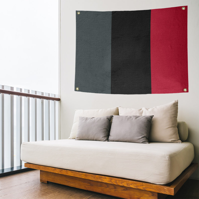 Tapisserie de polyester Las Vegas, Gris acier / noir / rouge, H 50 po x l 59 po x P 1 po