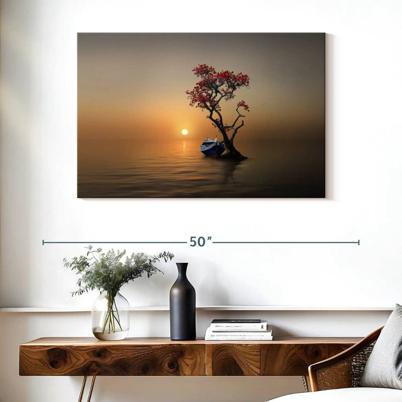 Mehar Tree Moored Boat, 26" H x 39" W