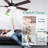 52 Inch Modern Black Ceiling Fan With Light And Remote, Silent DC Motor 6 Speeds Chandelier Ceiling Fan For Bedroom-622442074-622442077